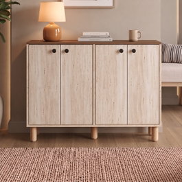 Hanah Home Consola Luvia Travertino y Venezia Nogal